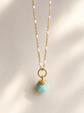 Morganite pendant with gold plated chain
