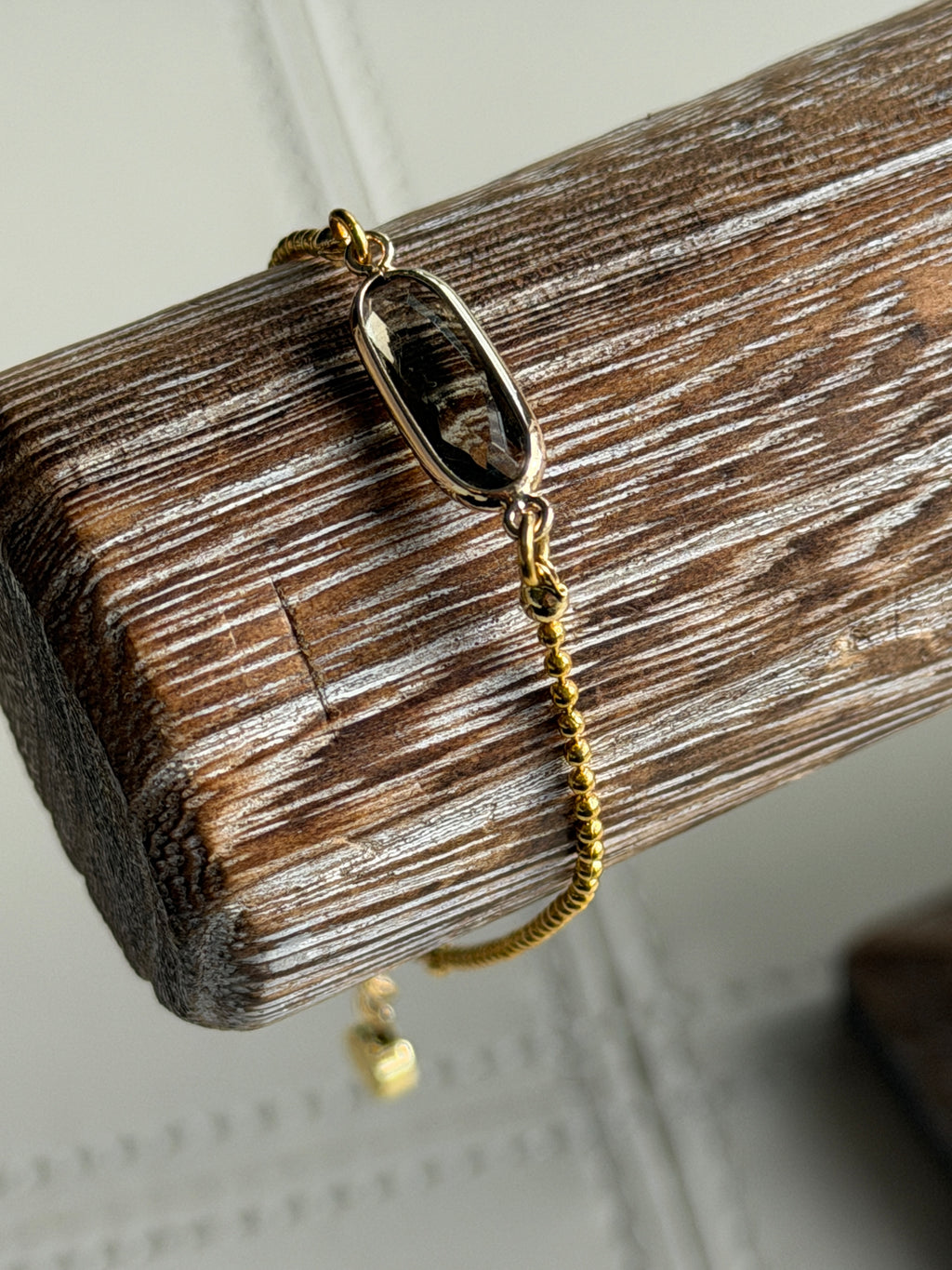 Solo bracelet #8 Grey Crystal and Gold single bracelet*