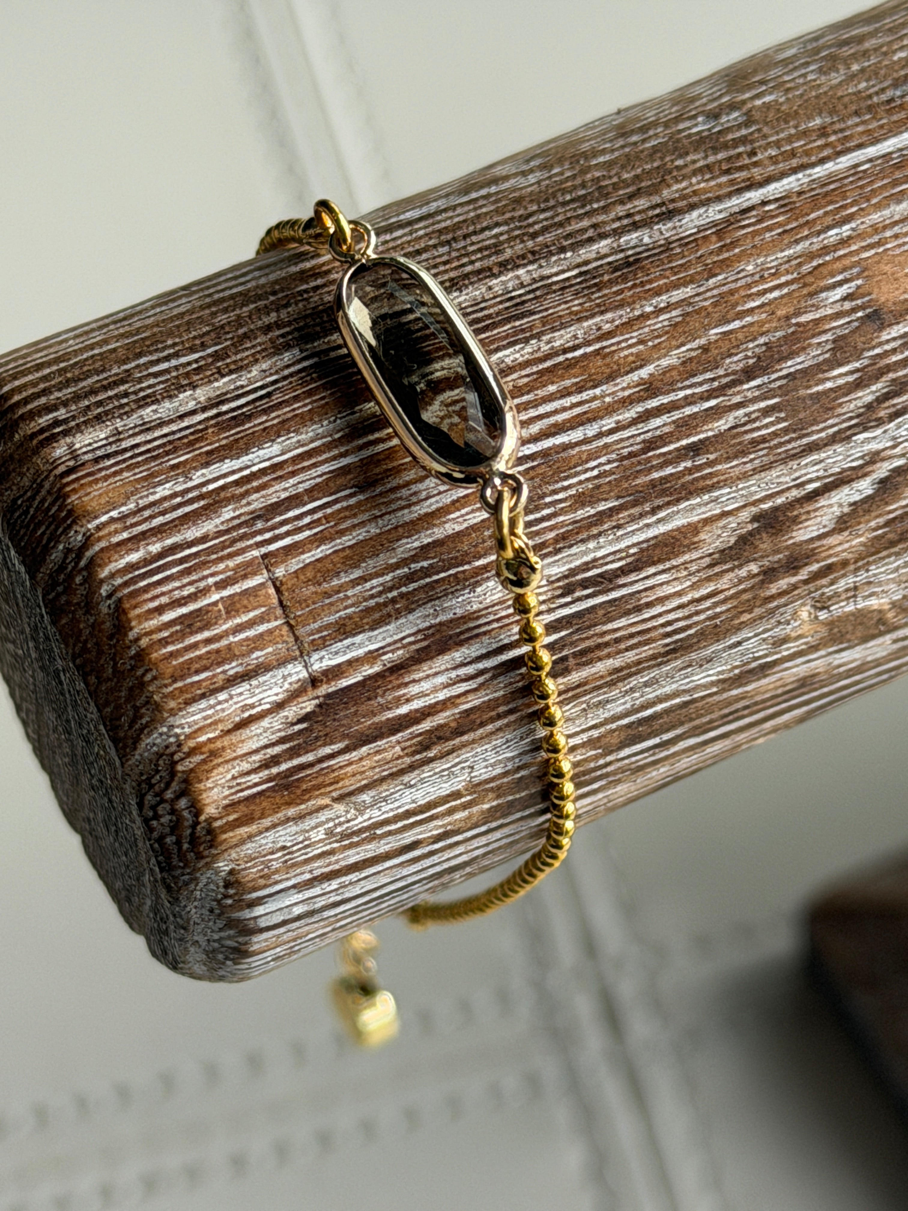 Solo bracelet #8 Grey Crystal and Gold single bracelet*