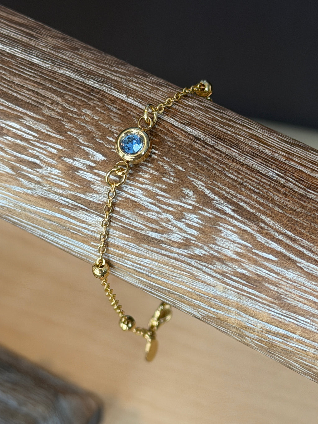 Solo bracelet #6 14k gold filled blue crystal*