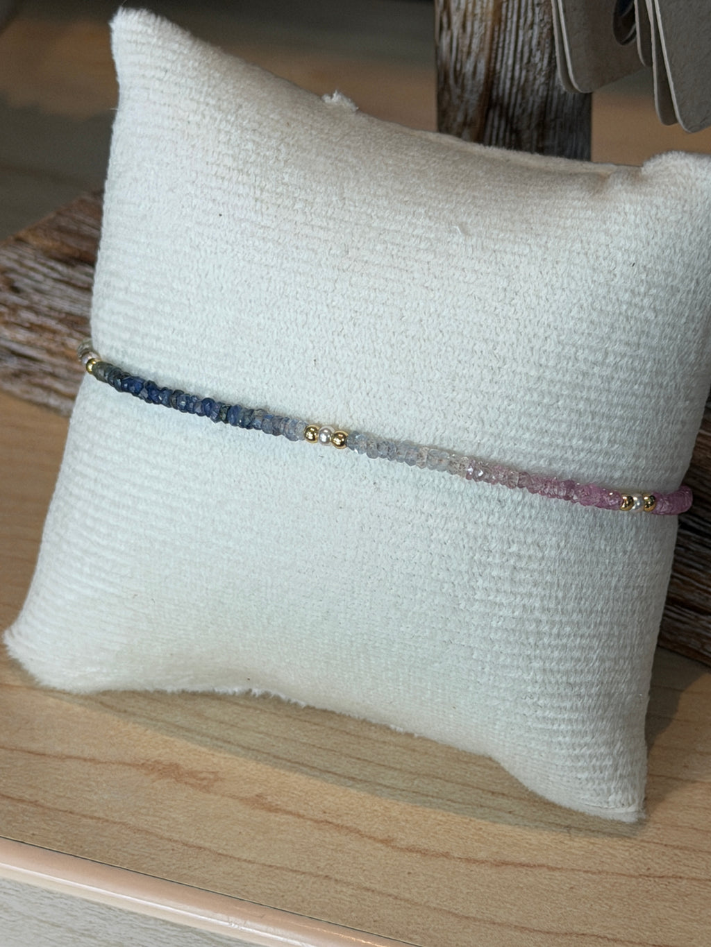 Aria bracelet #3 Sapphire, freshwater pearl, 14k gold plated accents