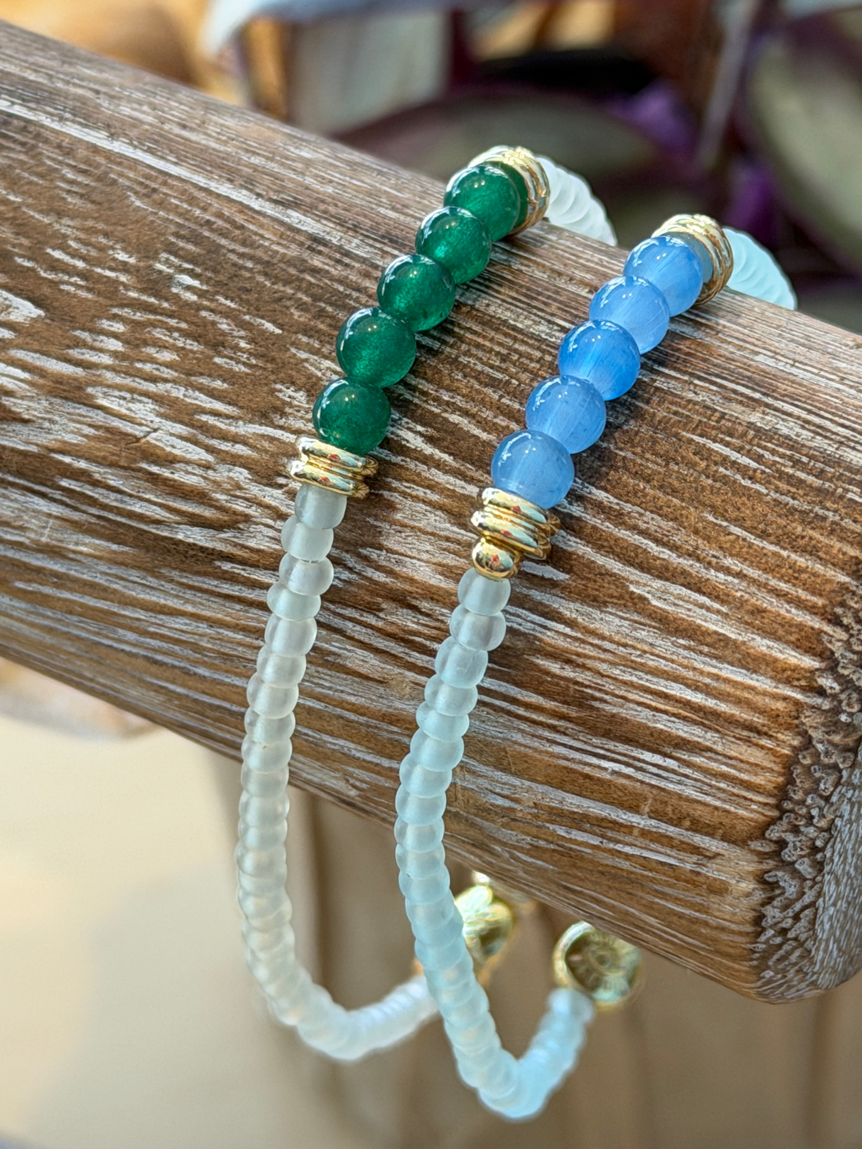 Single Bracelet Delicate Blue Glass @Evanston Made Storefront