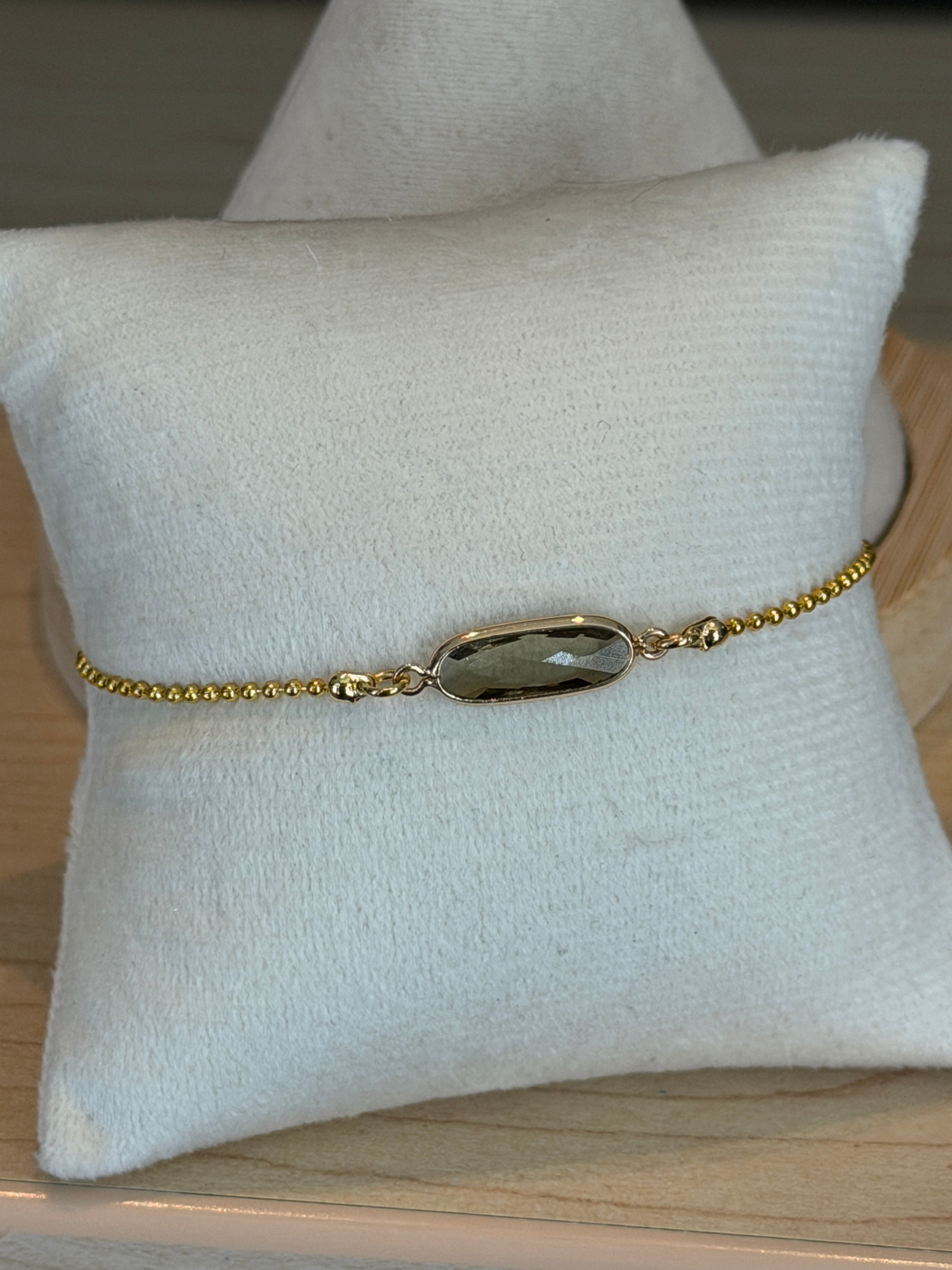 Solo bracelet #8 Grey Crystal and Gold single bracelet*