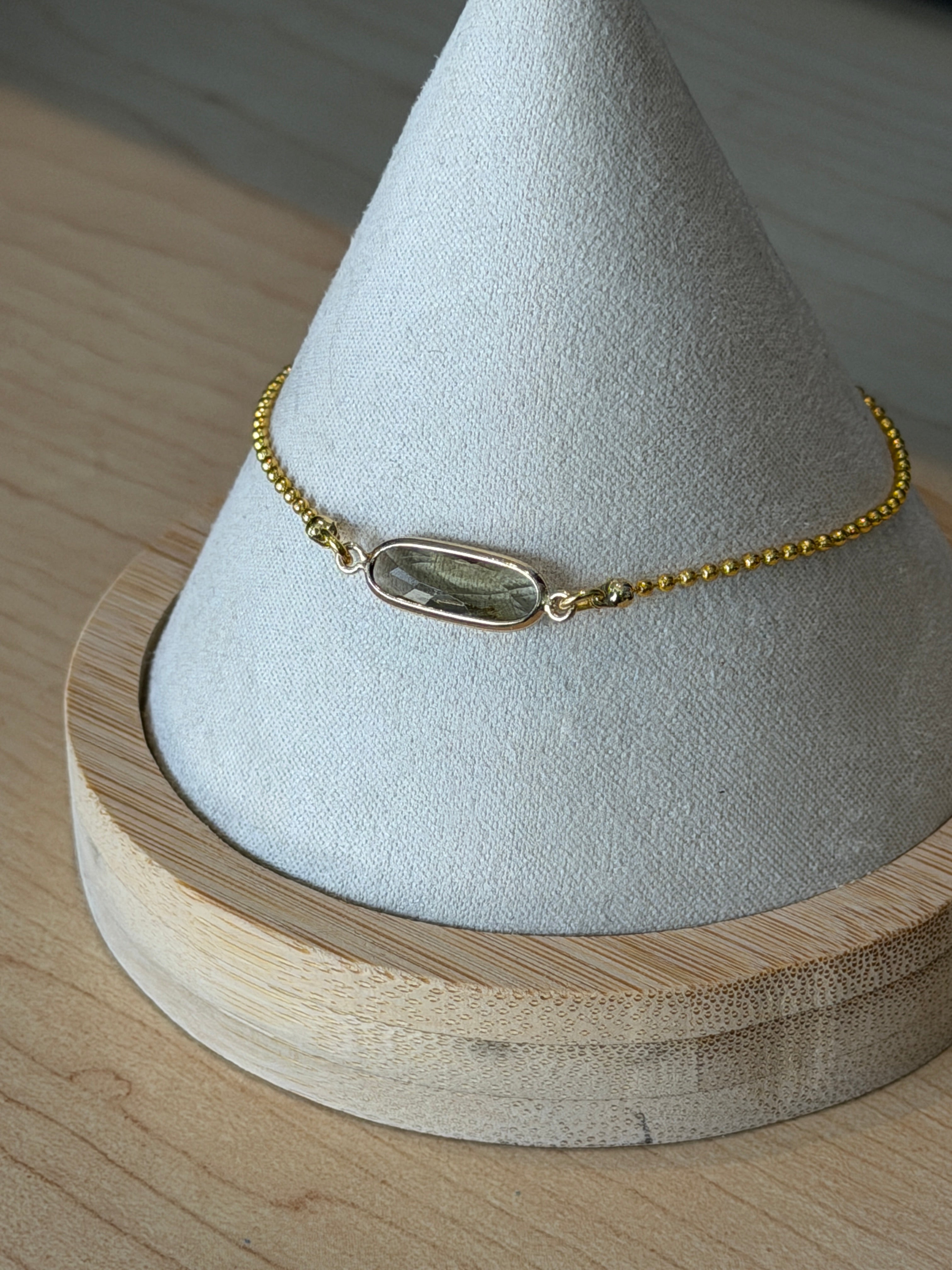 Solo bracelet #8 Grey Crystal and Gold single bracelet*