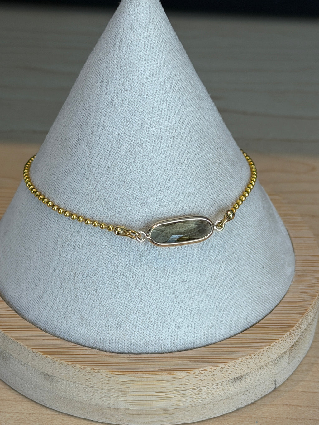 Solo bracelet #8 Grey Crystal and Gold single bracelet*