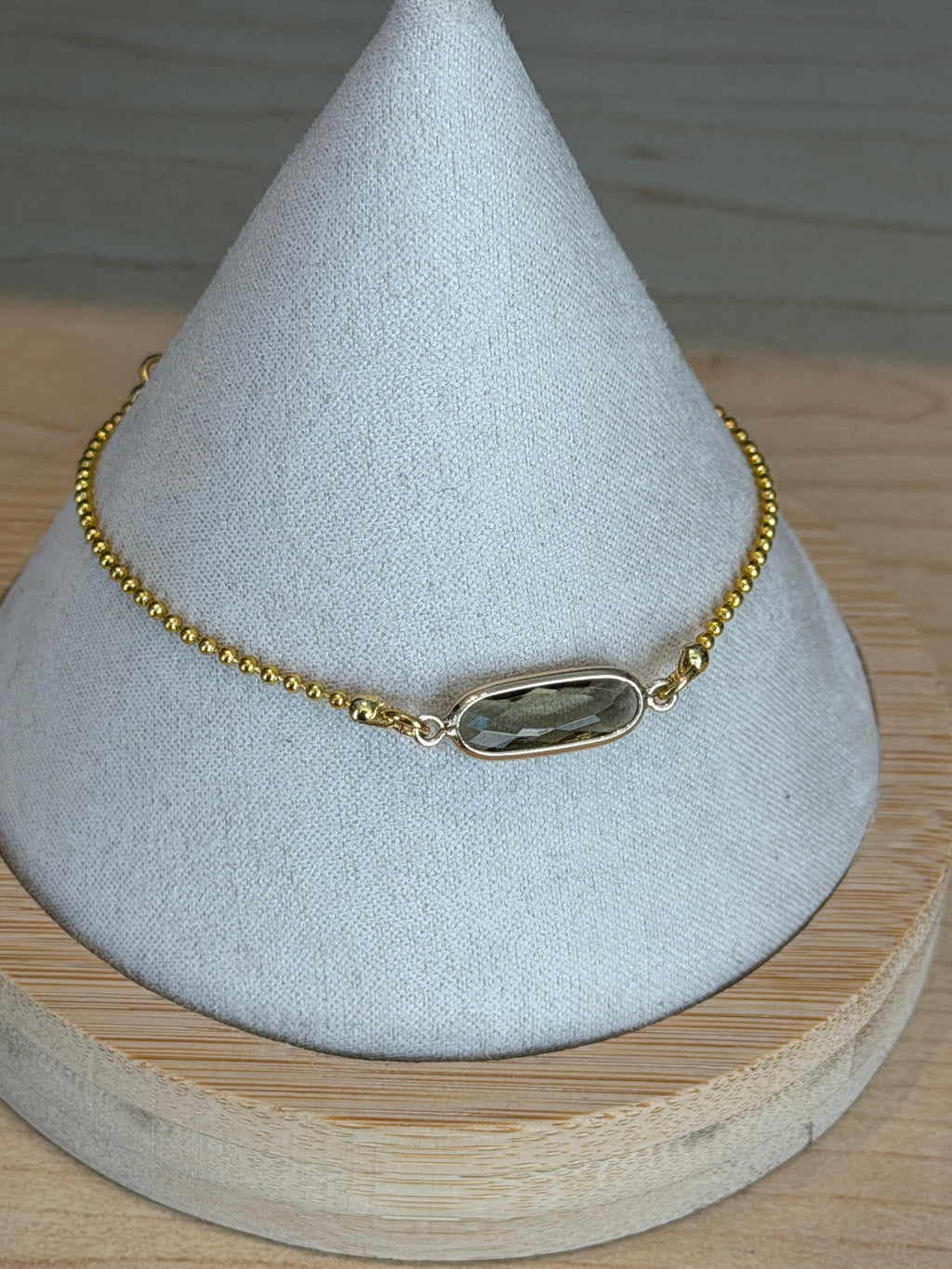 Solo bracelet #8 Grey Crystal and Gold single bracelet*