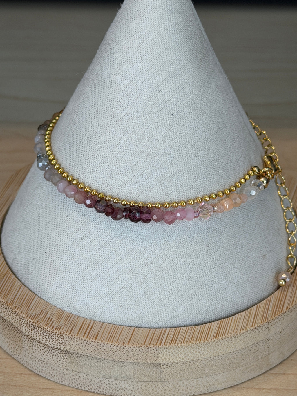 Duet #17 bracelet golden garnet - mixed gemstones and glass beads*
