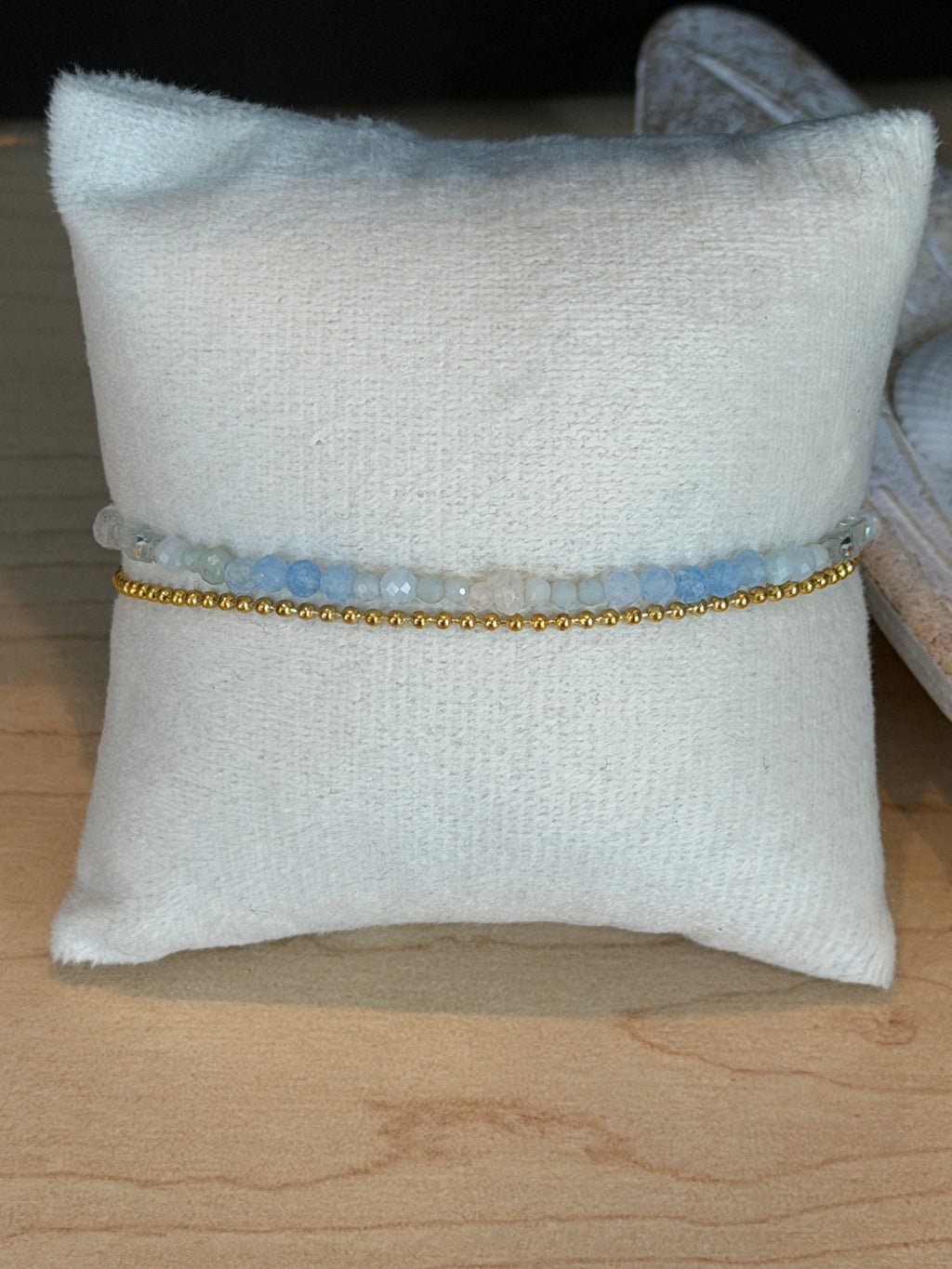Duet bracelet #7 Aquamarine, mixed gemstones, and glass beads*