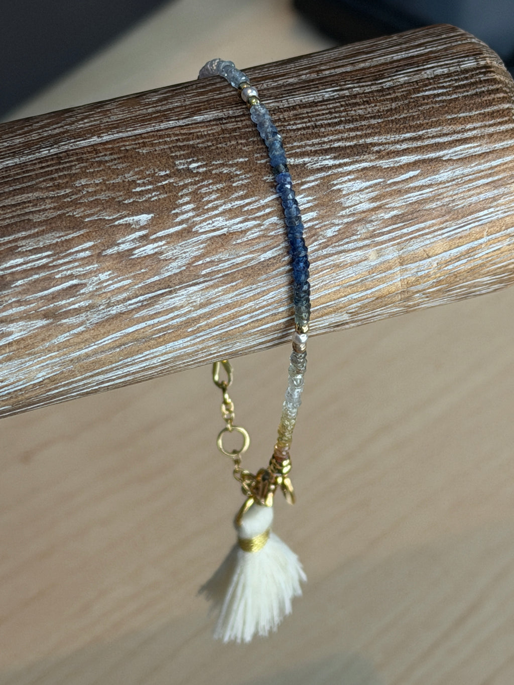 Aria bracelet #3 Sapphire, freshwater pearl, 14k gold plated accents