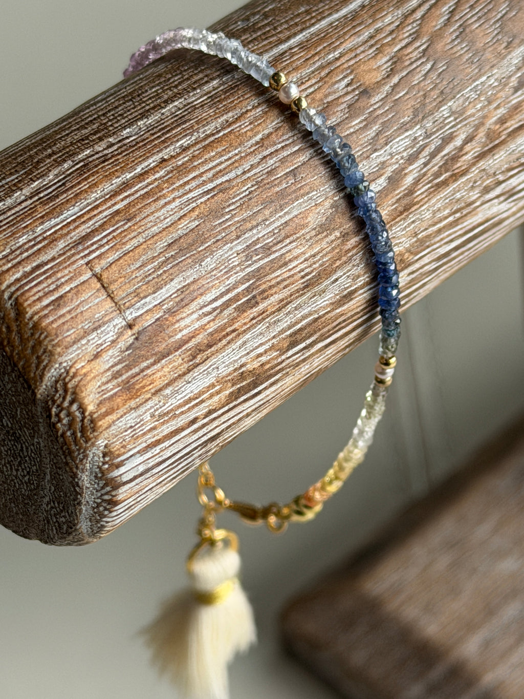 Aria bracelet #3 Sapphire, freshwater pearl, 14k gold plated accents