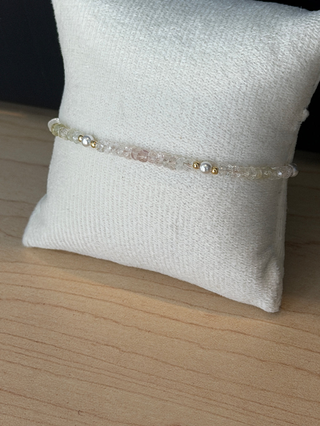 Aria bracelet #4 Aquamarine, freshwater pearl, 14k gold accents*