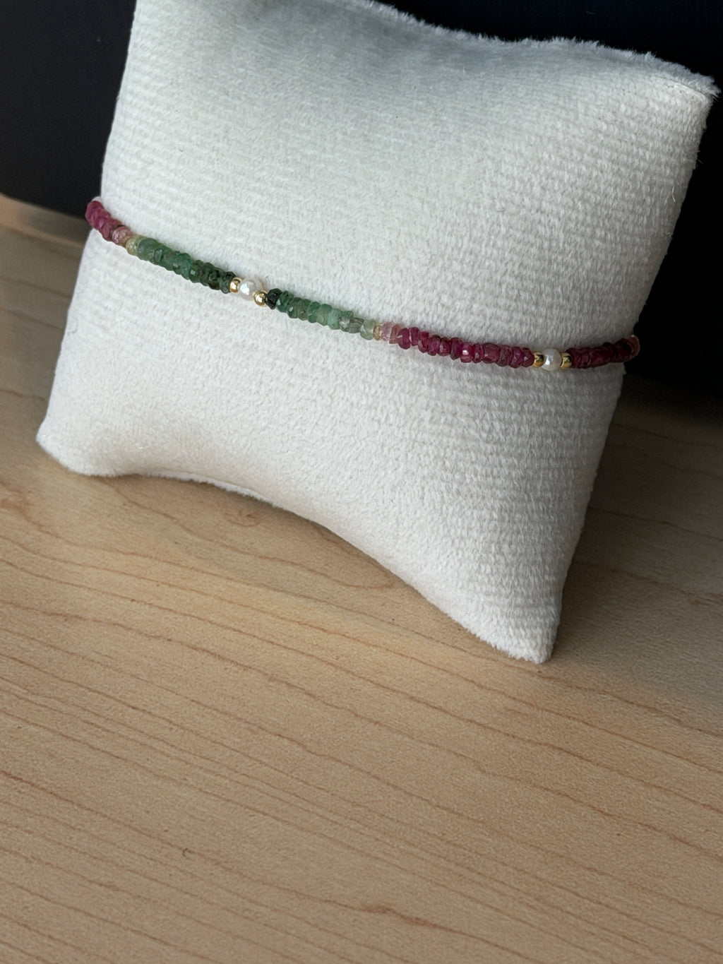 Aria bracelet #6 Sapphire & Pearl wit 14k gold plated accents*