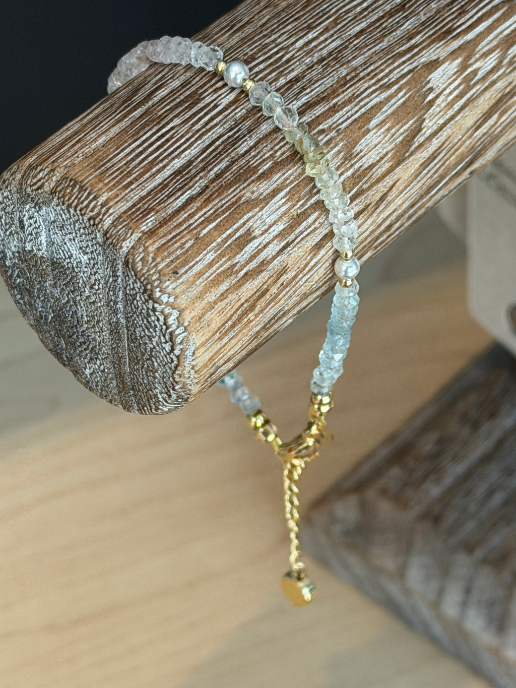 Aria bracelet #4 Aquamarine, freshwater pearl, 14k gold accents*