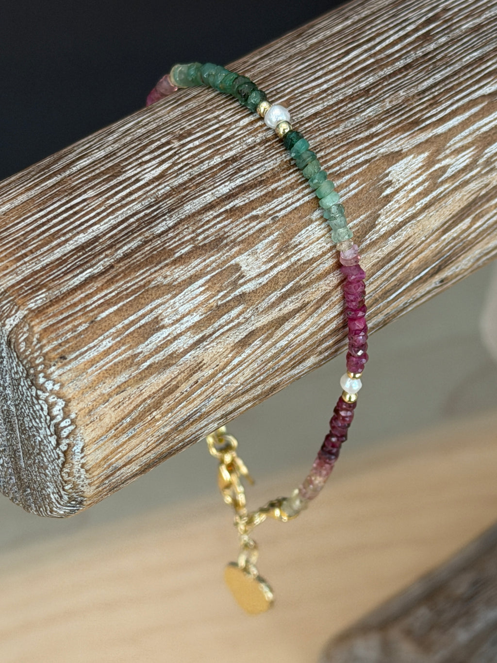 Aria bracelet #6 Sapphire & Pearl wit 14k gold plated accents*