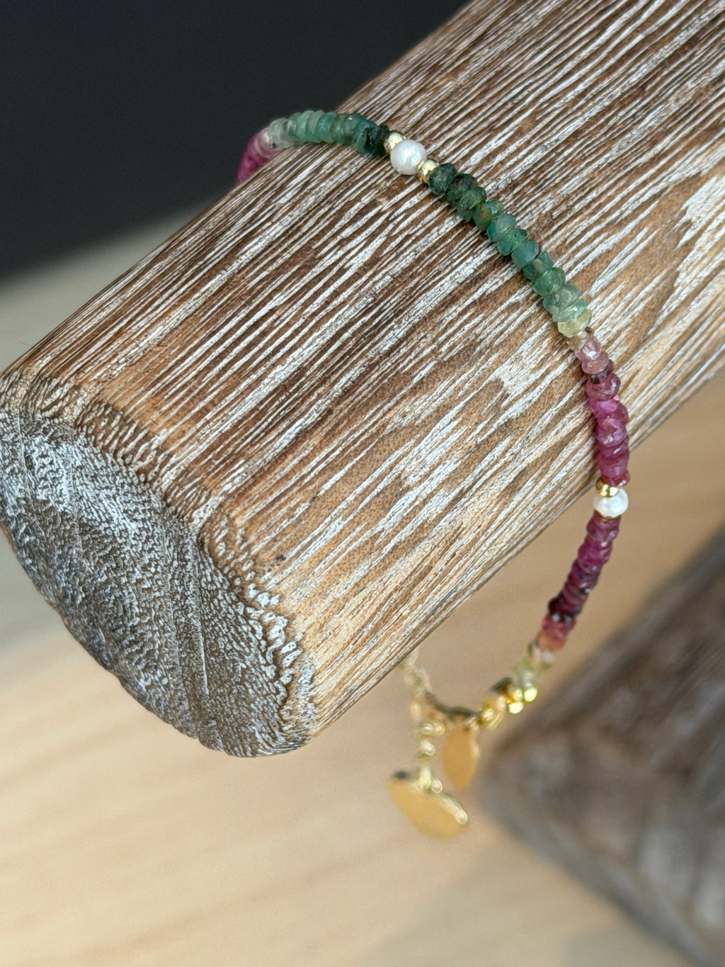 Aria bracelet #6 Sapphire & Pearl wit 14k gold plated accents*