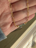 Tourmaline 4mm with gold plated paperclip chain