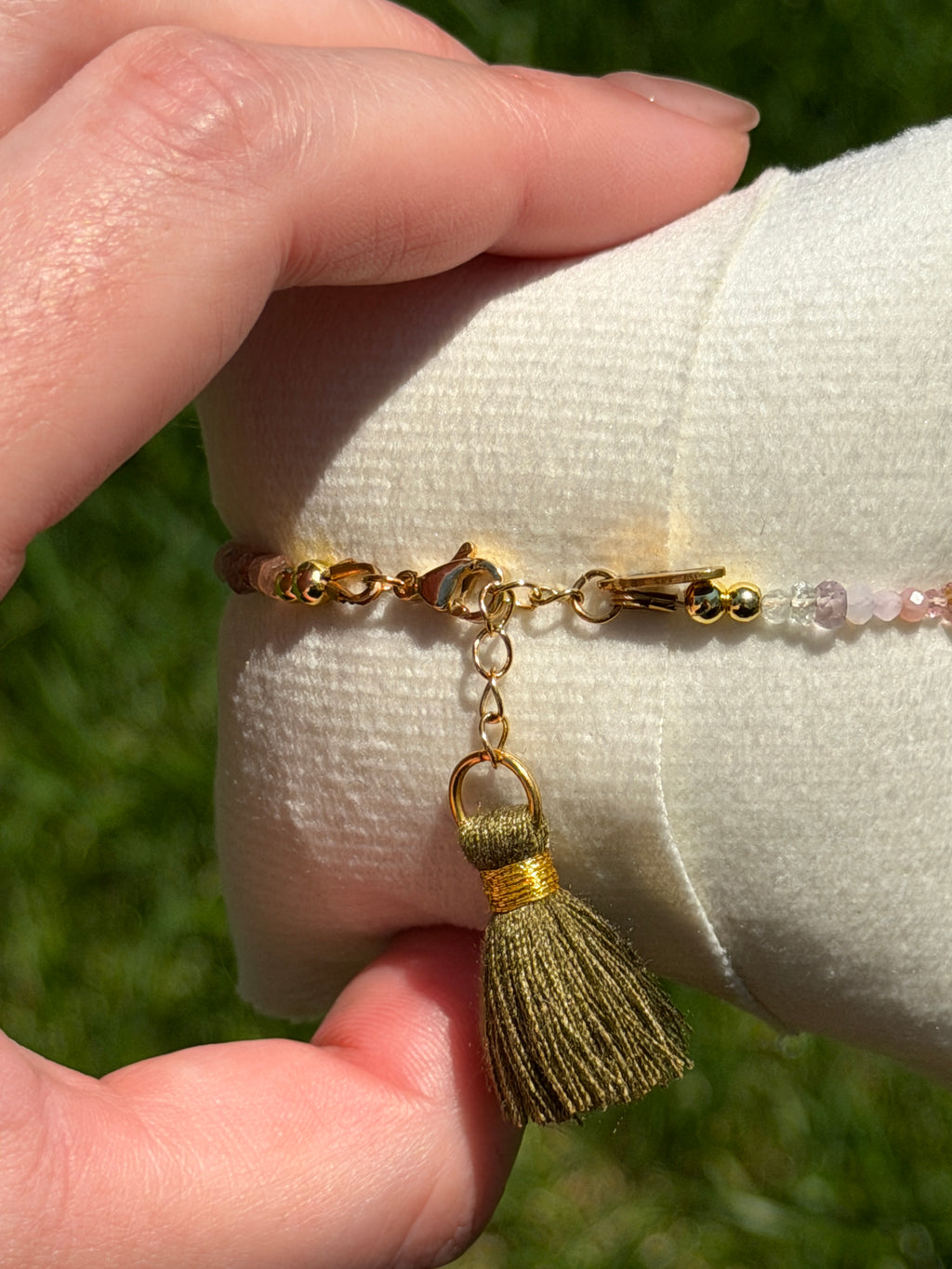 Aria bracelet #11 Tourmaline & Pearl with 14k gold plated accents