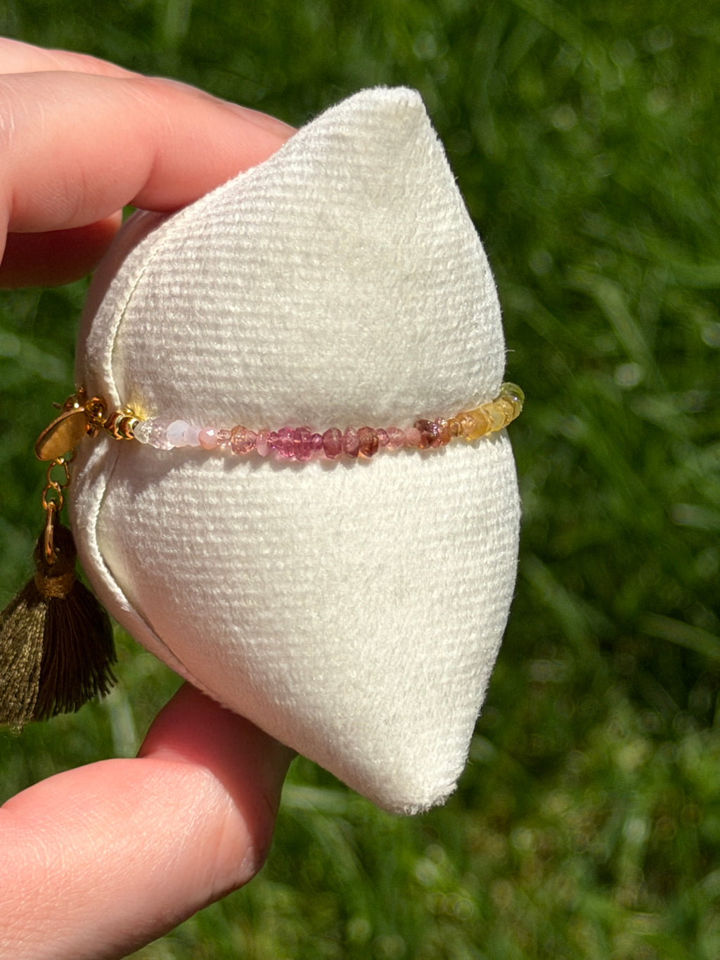 Aria bracelet #11 Tourmaline & Pearl with 14k gold plated accents