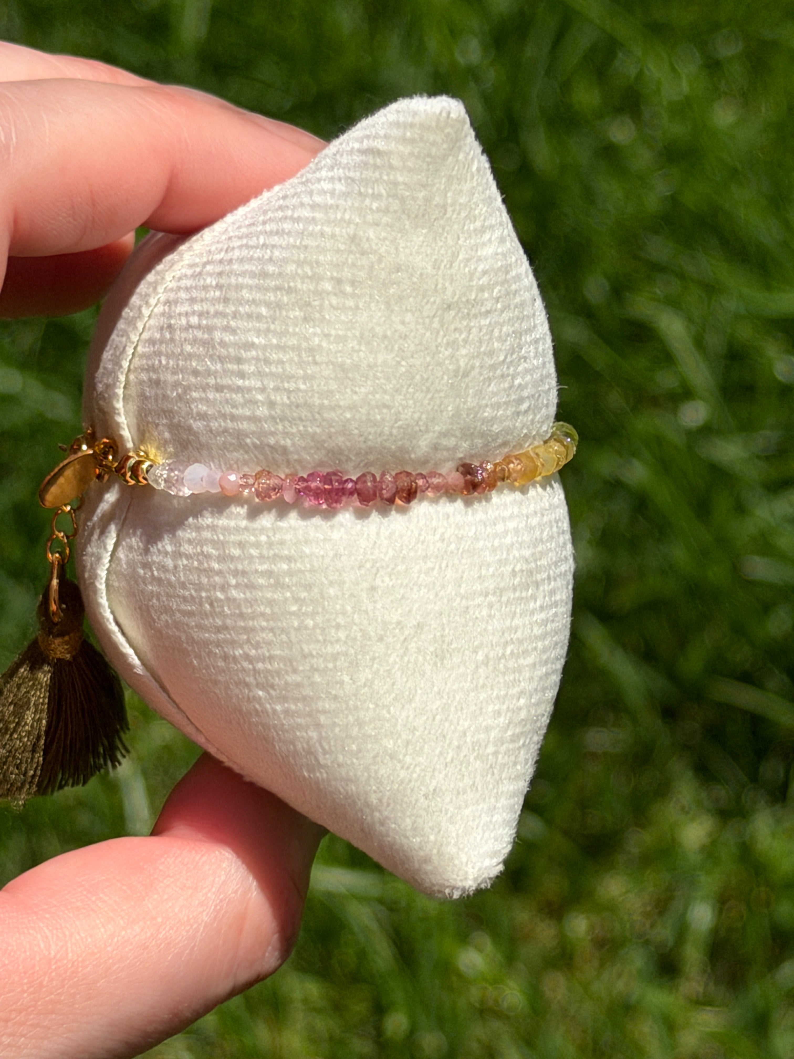Aria bracelet #11 Tourmaline & Pearl with 14k gold plated accents