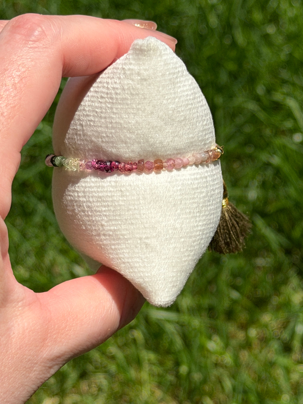 Aria bracelet #11 Tourmaline & Pearl with 14k gold plated accents