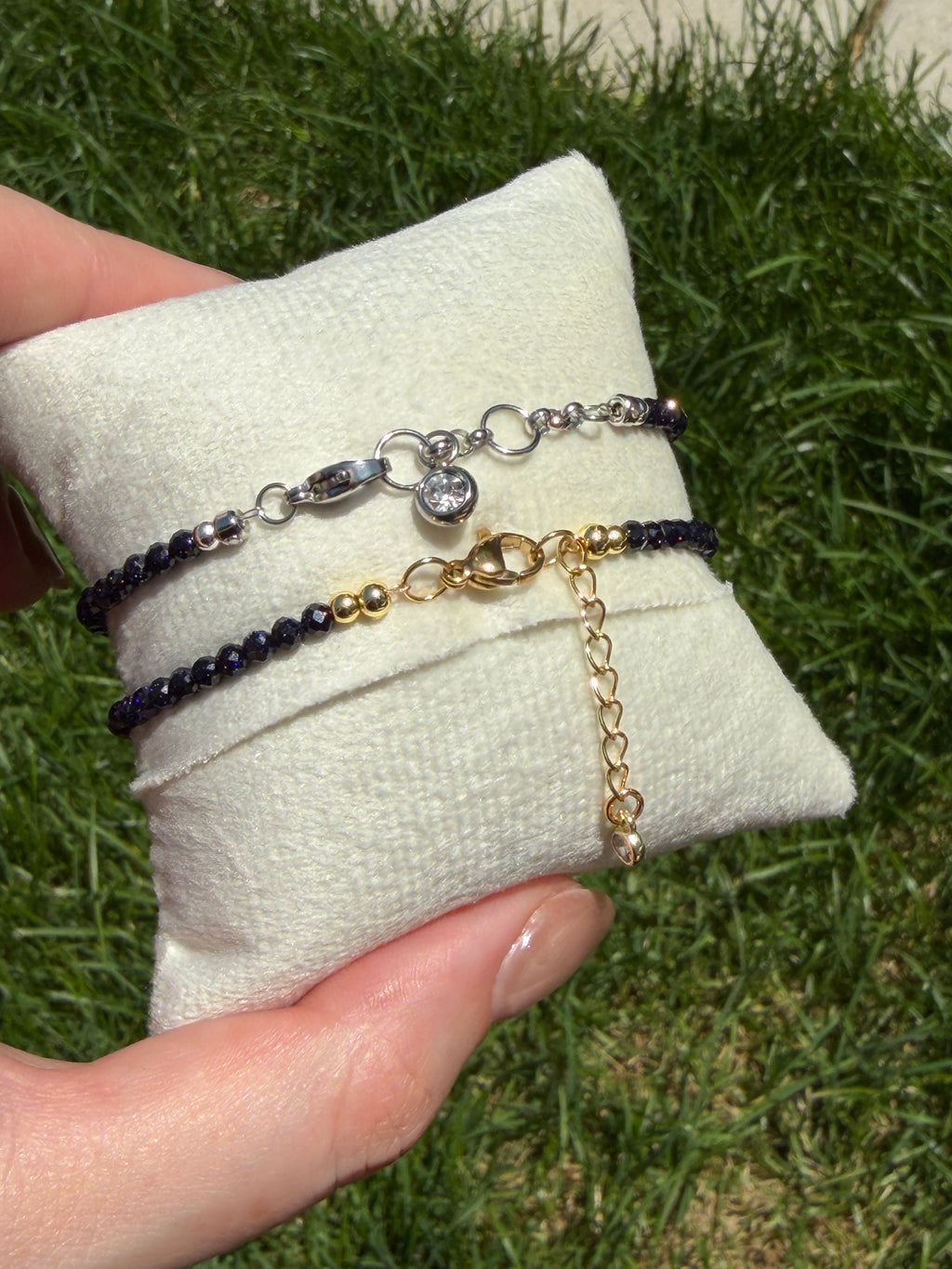 Solo bracelet #19 Sapphire and 18k gold plated or stainless steel