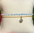 Duet bracelet #21 Aquamarine and blue crystal