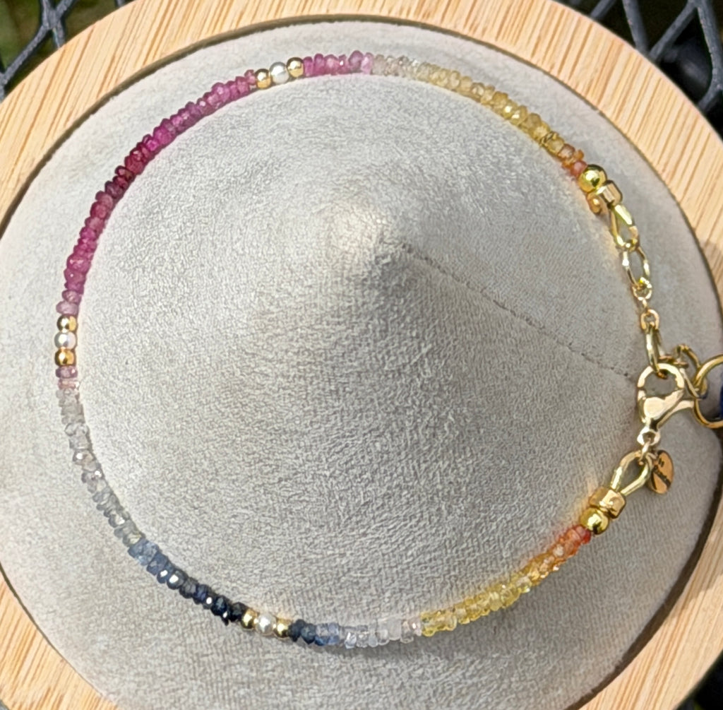 Aria bracelet #15 Sapphire, freshwater pearls, 14k filled accents