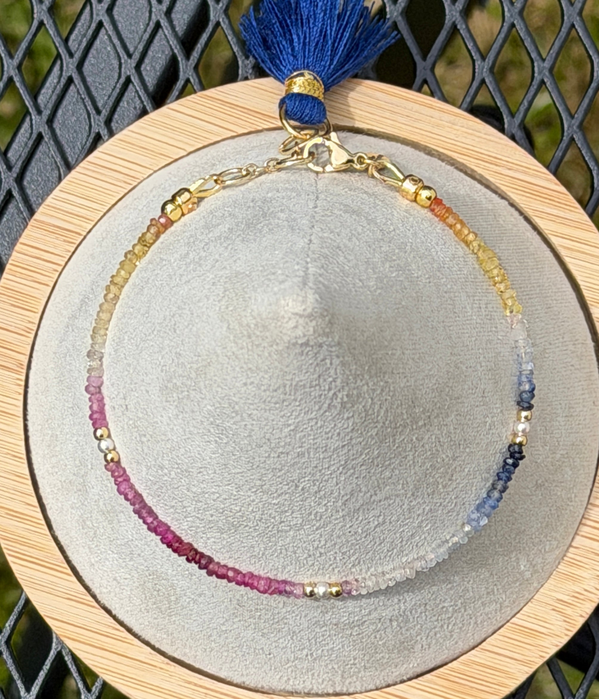 Aria bracelet #15 Sapphire, freshwater pearls, 14k filled accents