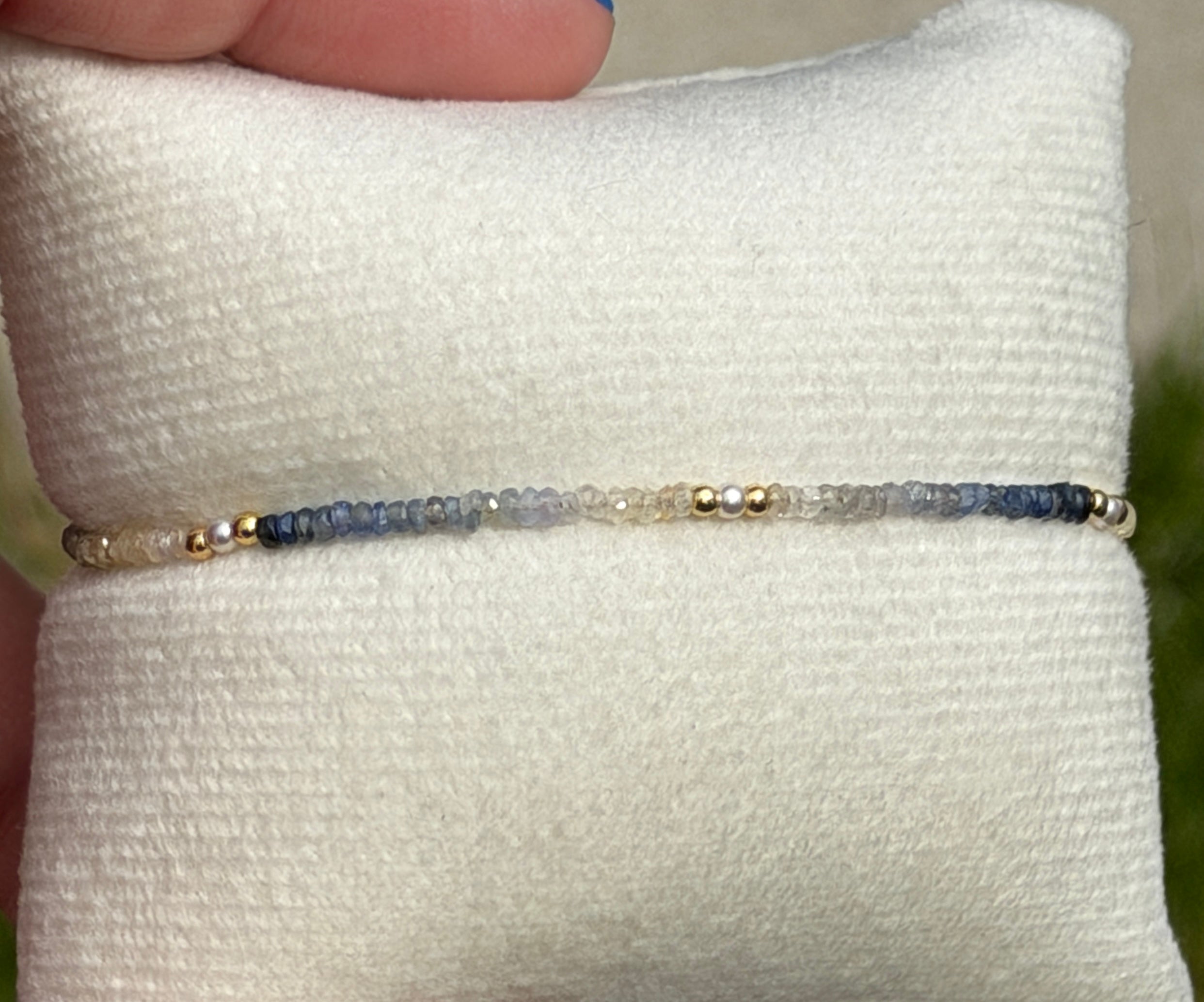 Aria bracelet #17 Sapphires, freshwater pearls, 14k filled accents