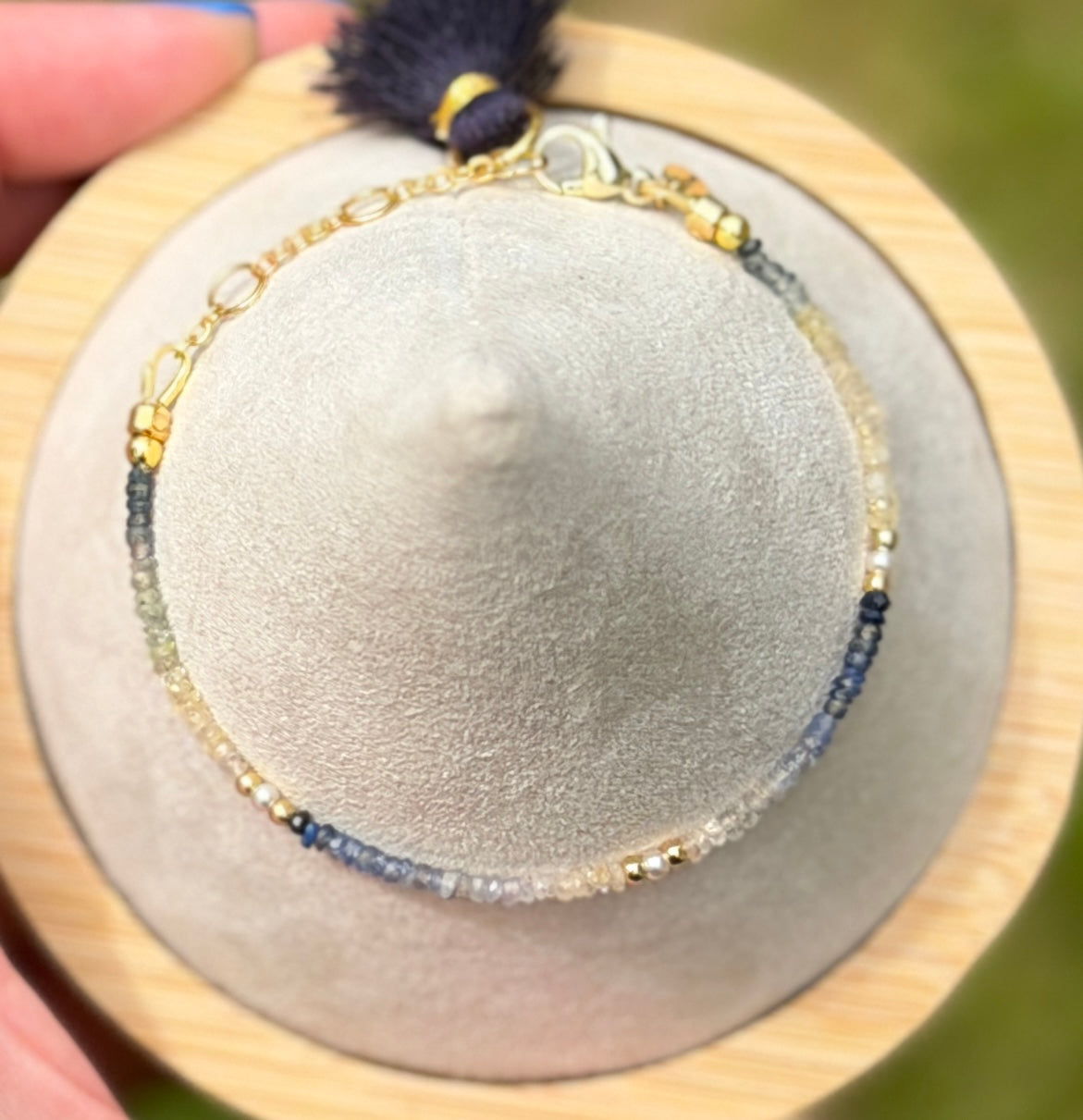 Aria bracelet #17 Sapphires, freshwater pearls, 14k filled accents