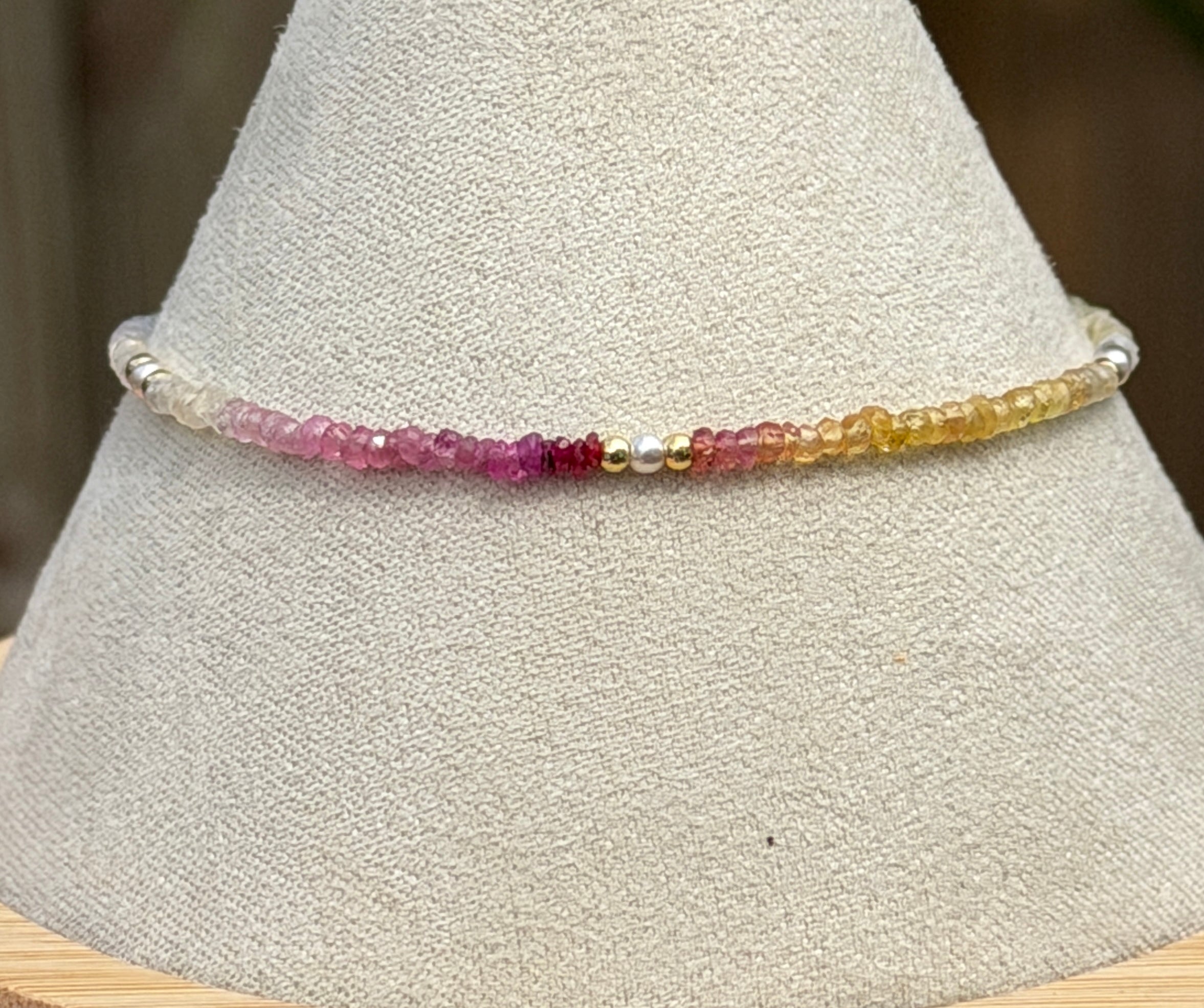 Aria bracelet #18 Sapphires, freshwater pearls, 14k filled accents