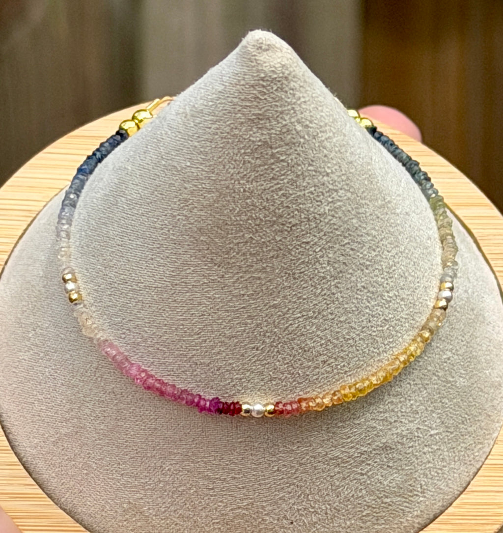 Aria bracelet #18 Sapphires, freshwater pearls, 14k filled accents