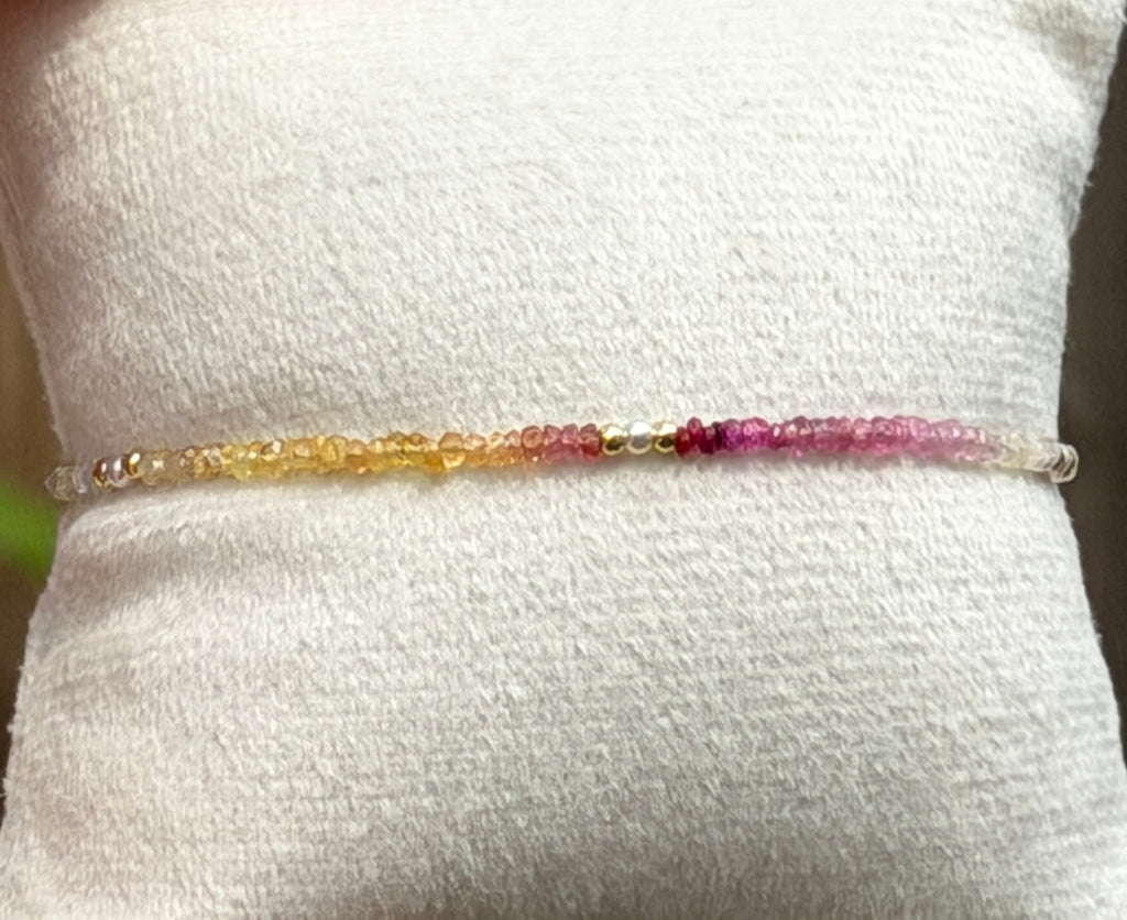 Aria bracelet #18 Sapphires, freshwater pearls, 14k filled accents