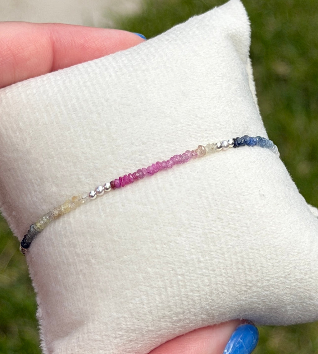 Aria bracelet #20 Sapphires, freshwater pearls, 14k filled accents