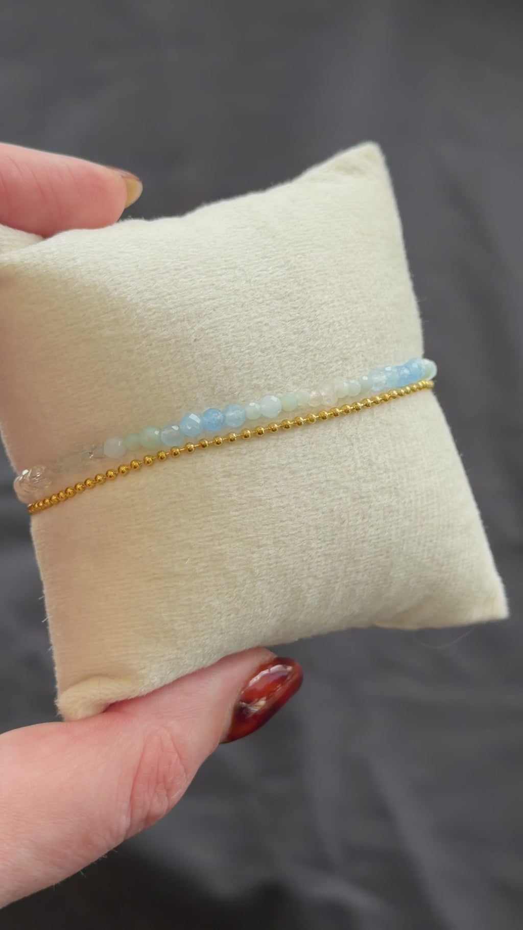 Duet bracelet #7 Aquamarine, mixed gemstones, and glass beads*