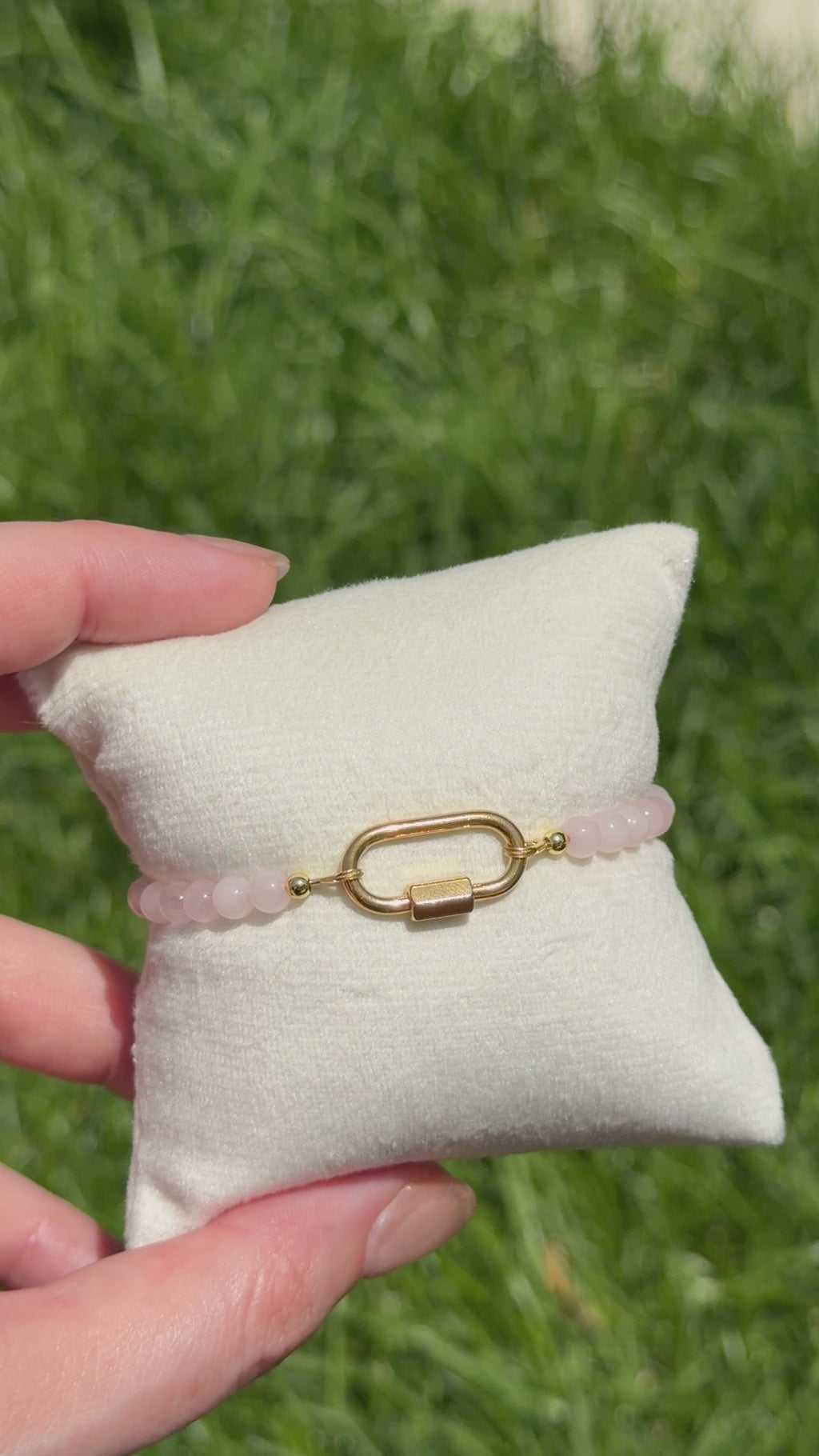 Solo bracelet #15 Rose Quartz and 18k gold filled