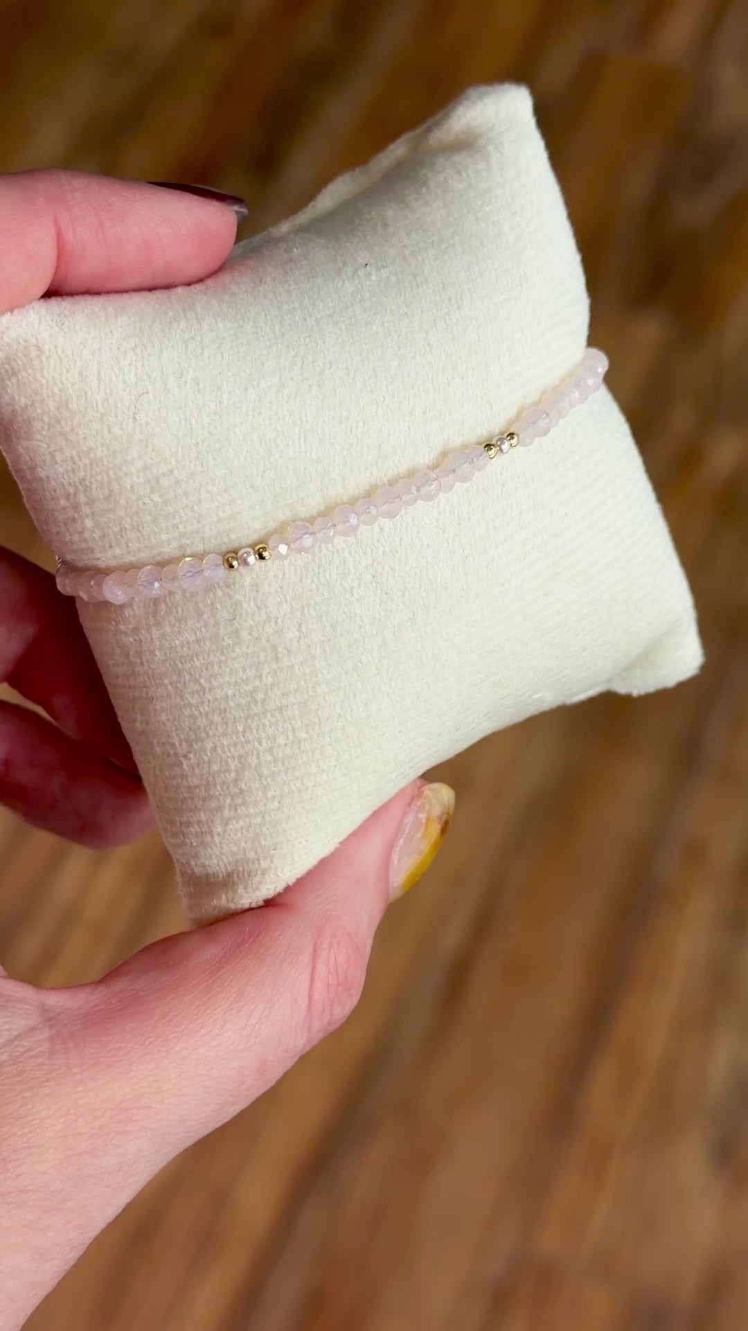 Solo bracelet #9 14k gold filled with light pink glass crystals*