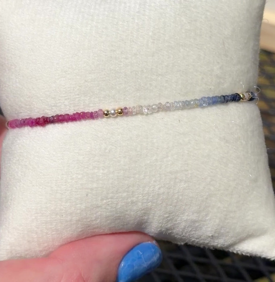 Aria bracelet #15 Sapphire, freshwater pearls, 14k filled accents
