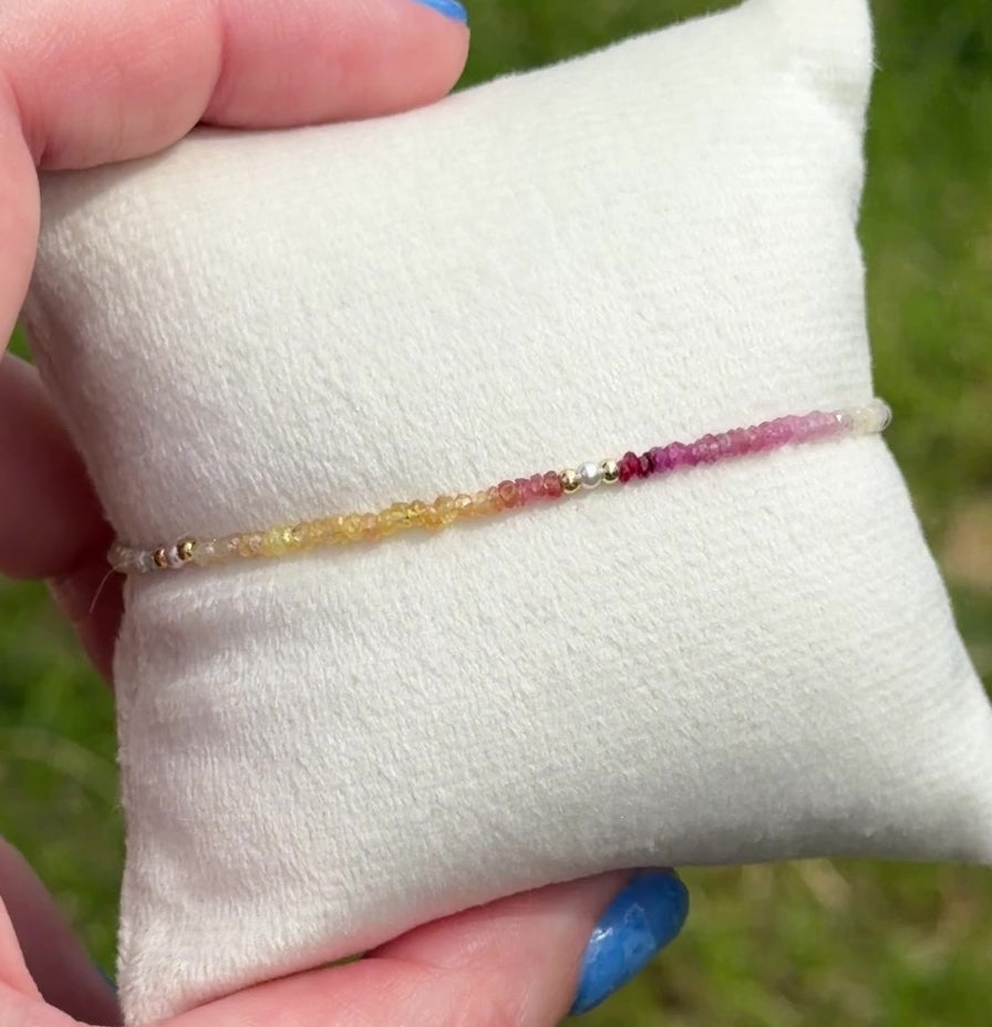 Aria bracelet #18 Sapphires, freshwater pearls, 14k filled accents