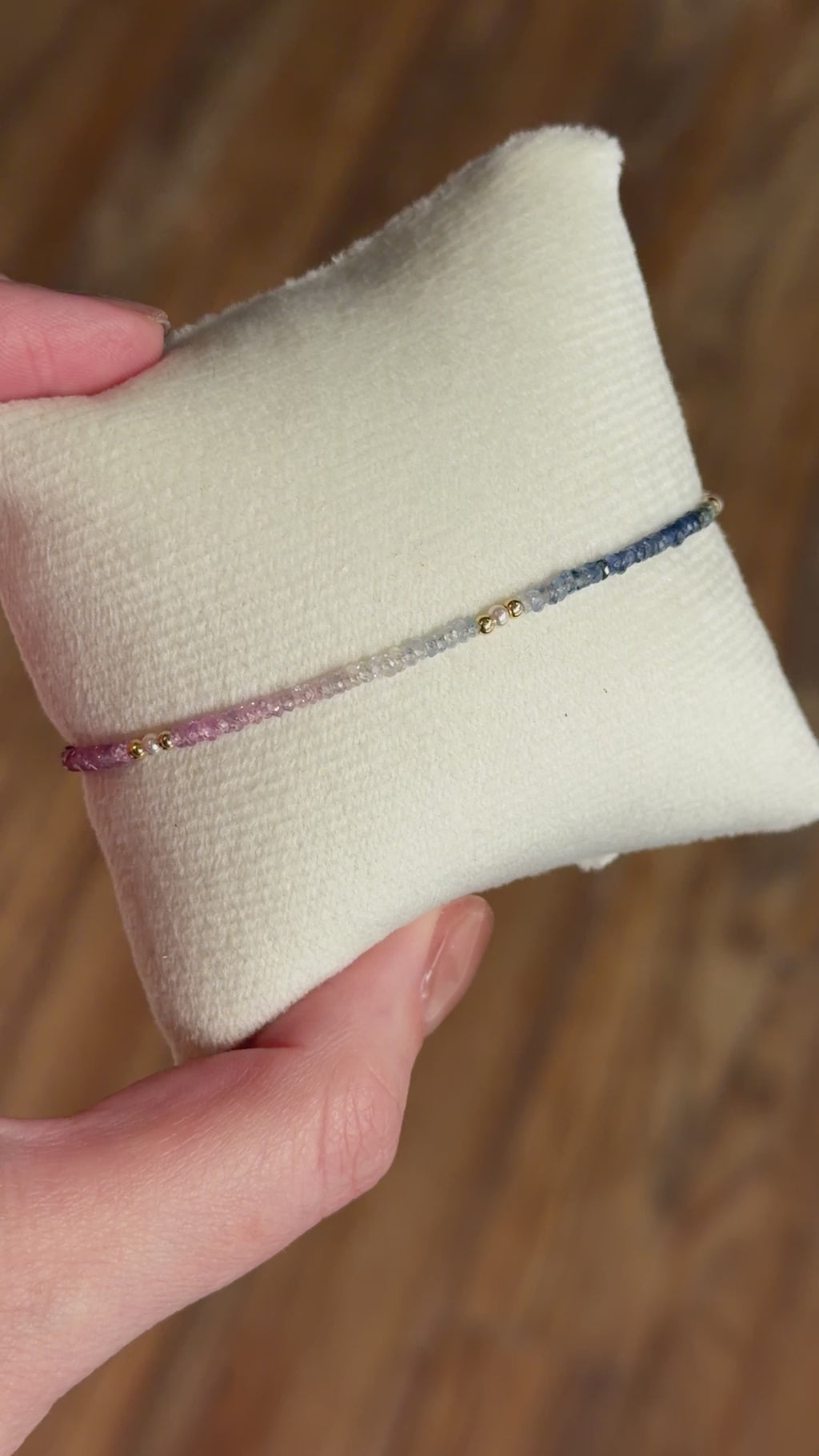 Aria bracelet #3 Sapphire, freshwater pearl, 14k gold plated accents
