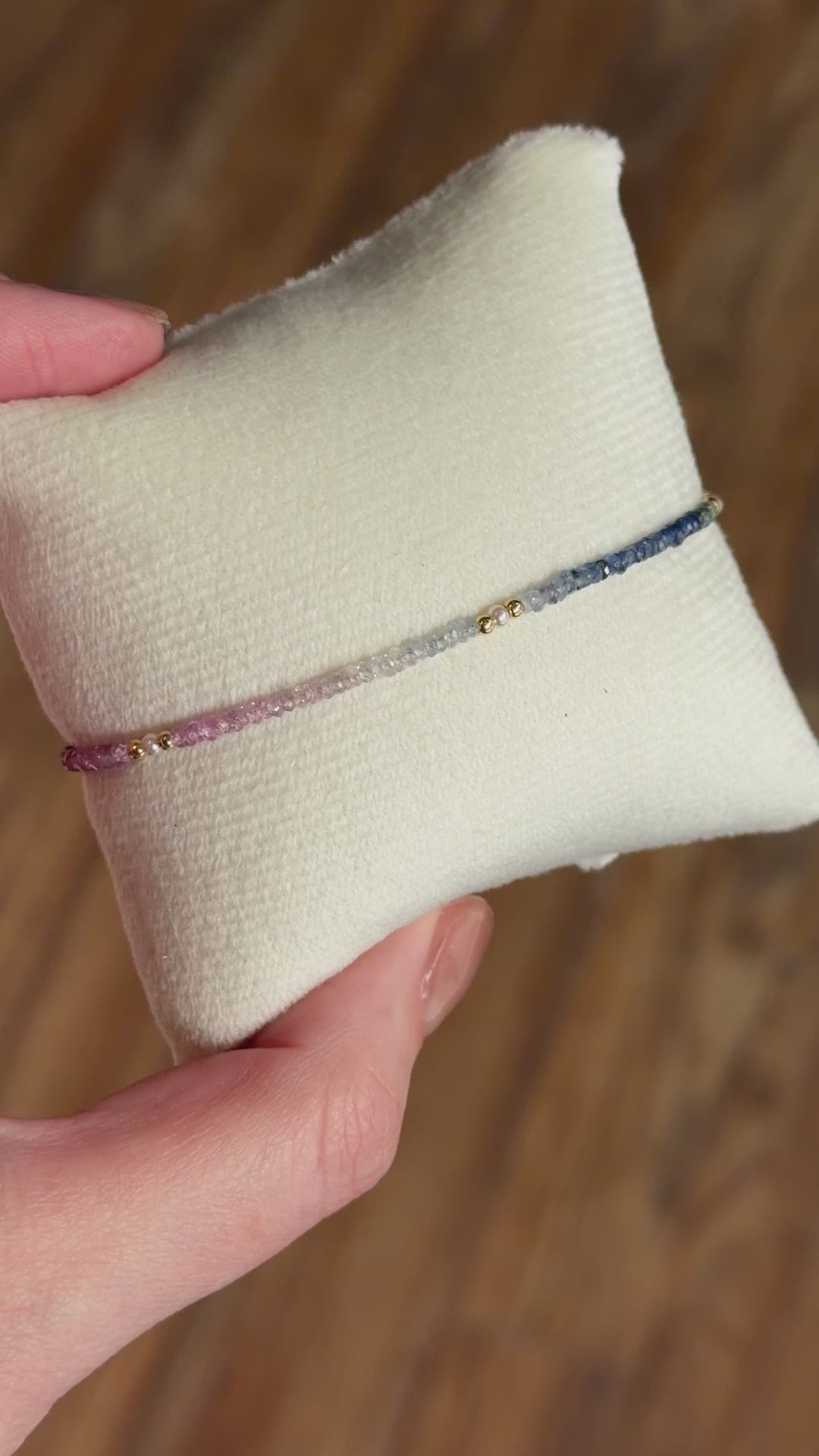 Aria bracelet #3 Sapphire, freshwater pearl, 14k gold plated accents